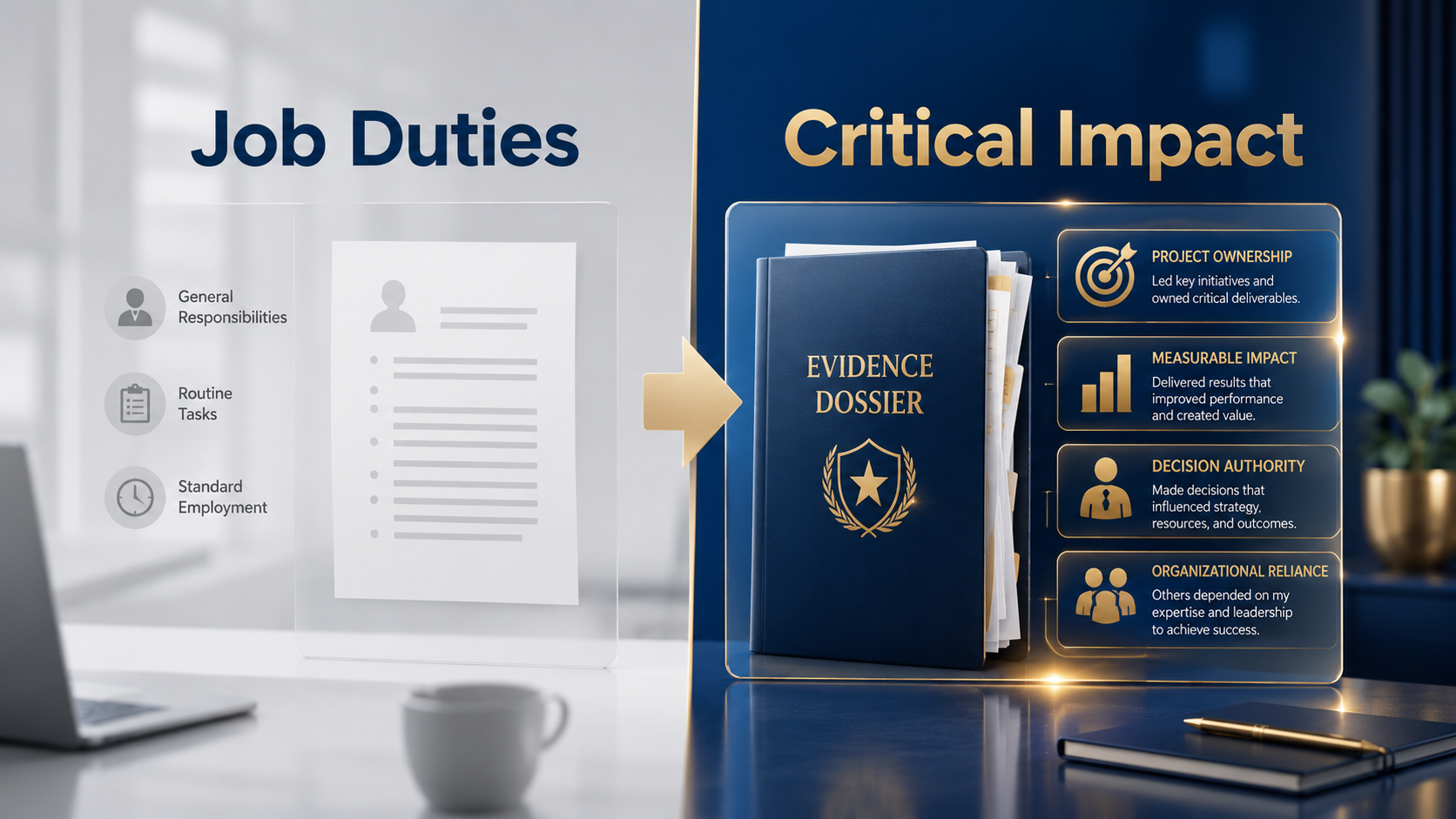 Comparison of generic job duties versus critical impact evidence in an immigration portfolio