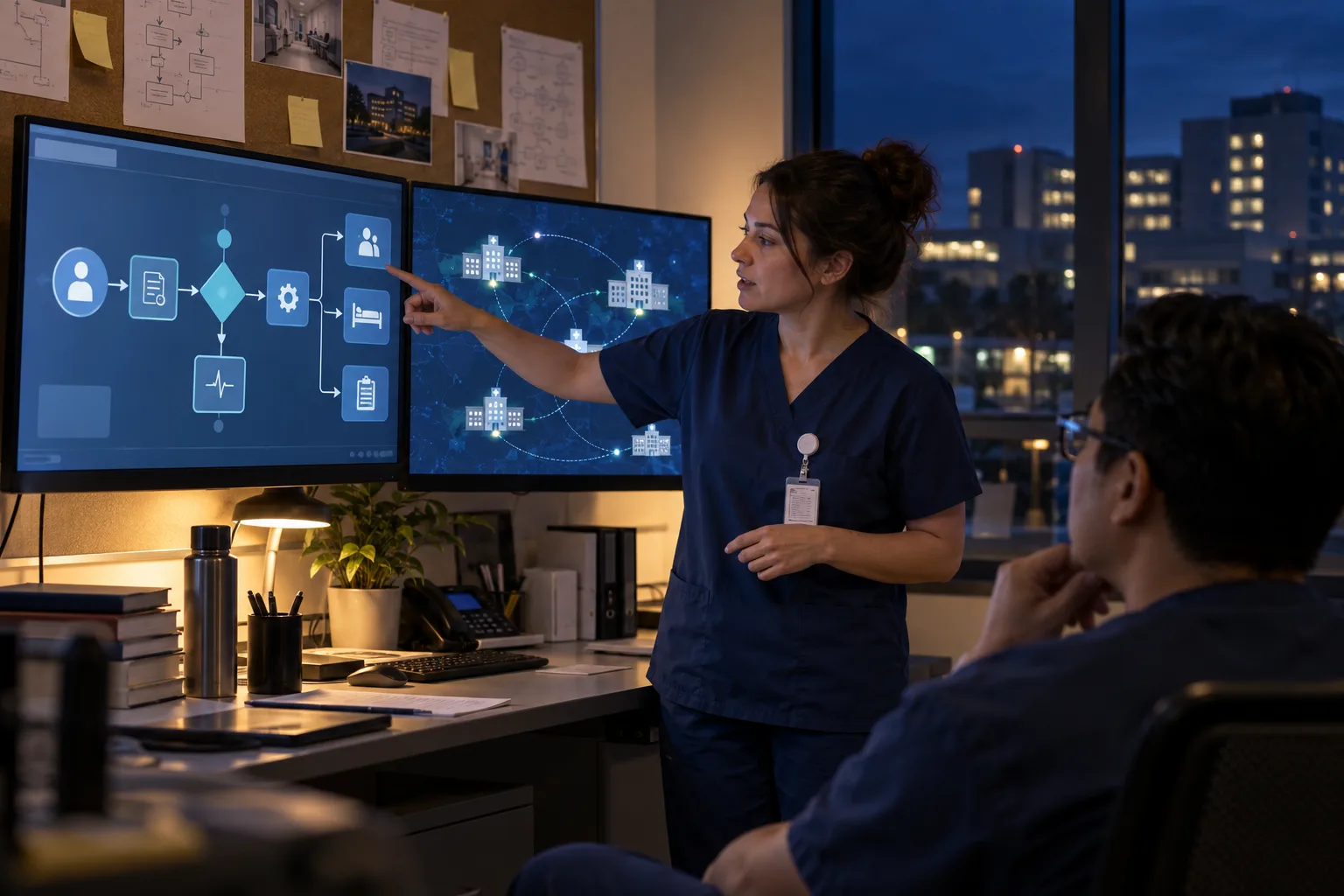 Clinical informatics nurse presenting an early warning workflow redesign that is being rolled out across several connected hospitals